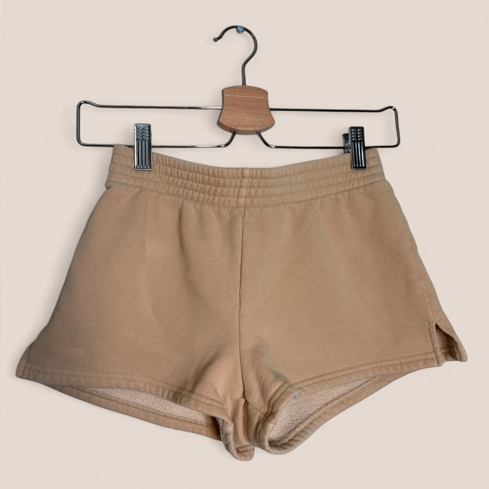 Aritzia TNA Cozy Af Fleece Perfect Micro Shorts / Tan